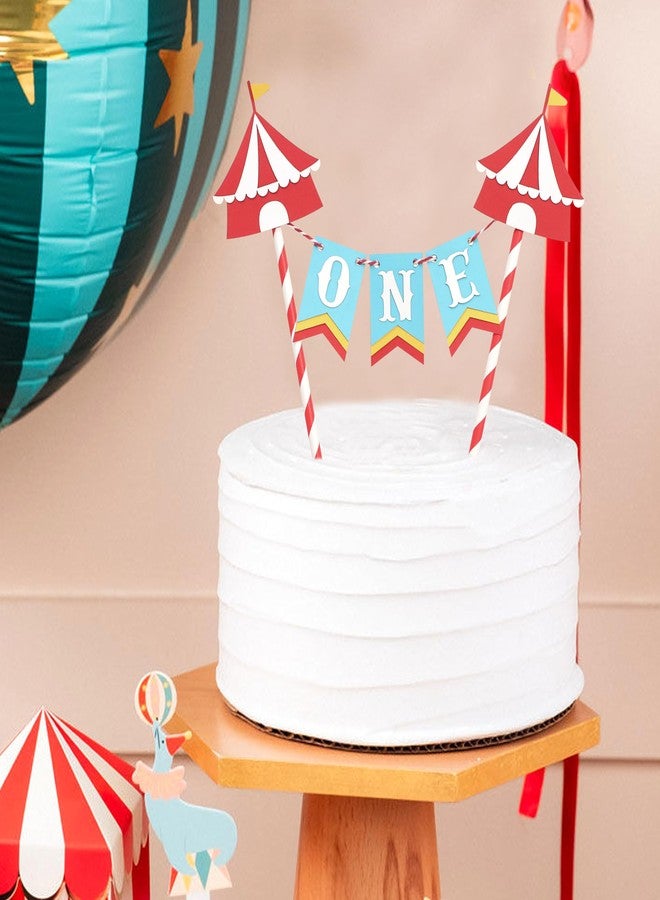 HIKLO Circus Tent 1st Birthday Cake Topper - Carnival Theme First Birthday Cake Decoration, Vintage One Party Decorations, Circus Cake Smash Photo Props, Red White Tent Party Supplies - Image 3